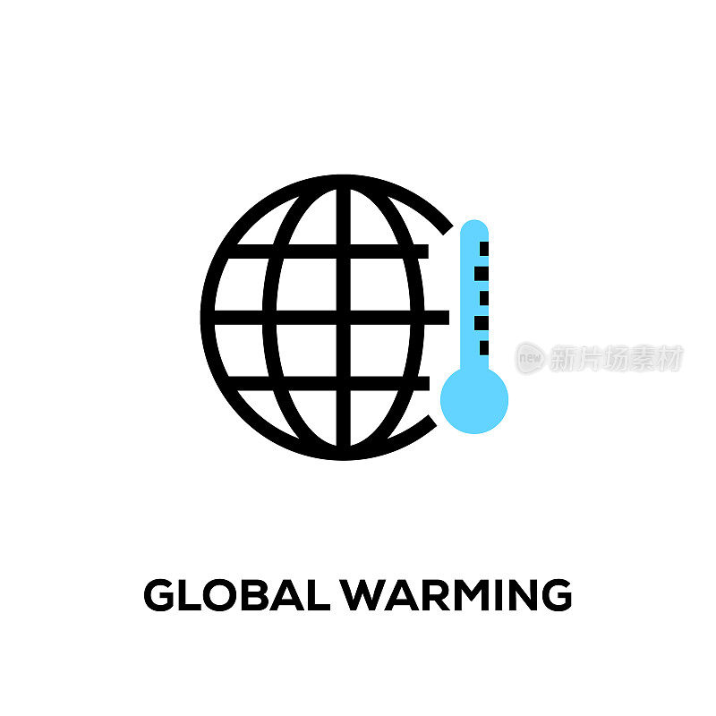 Flat line design style modern vector Global Warming icon
